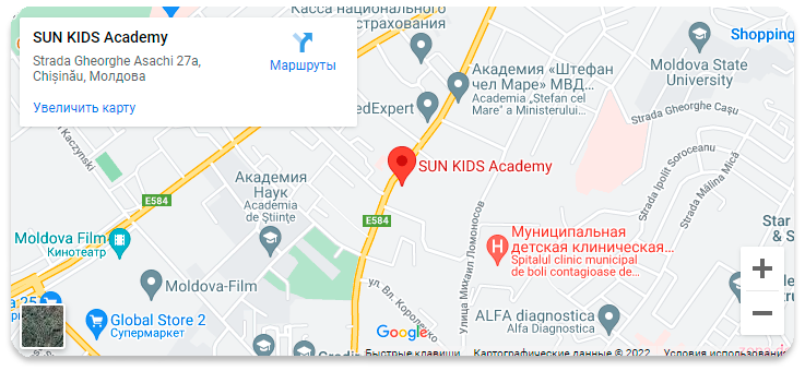Карта Sun Kids Academy Телецентр